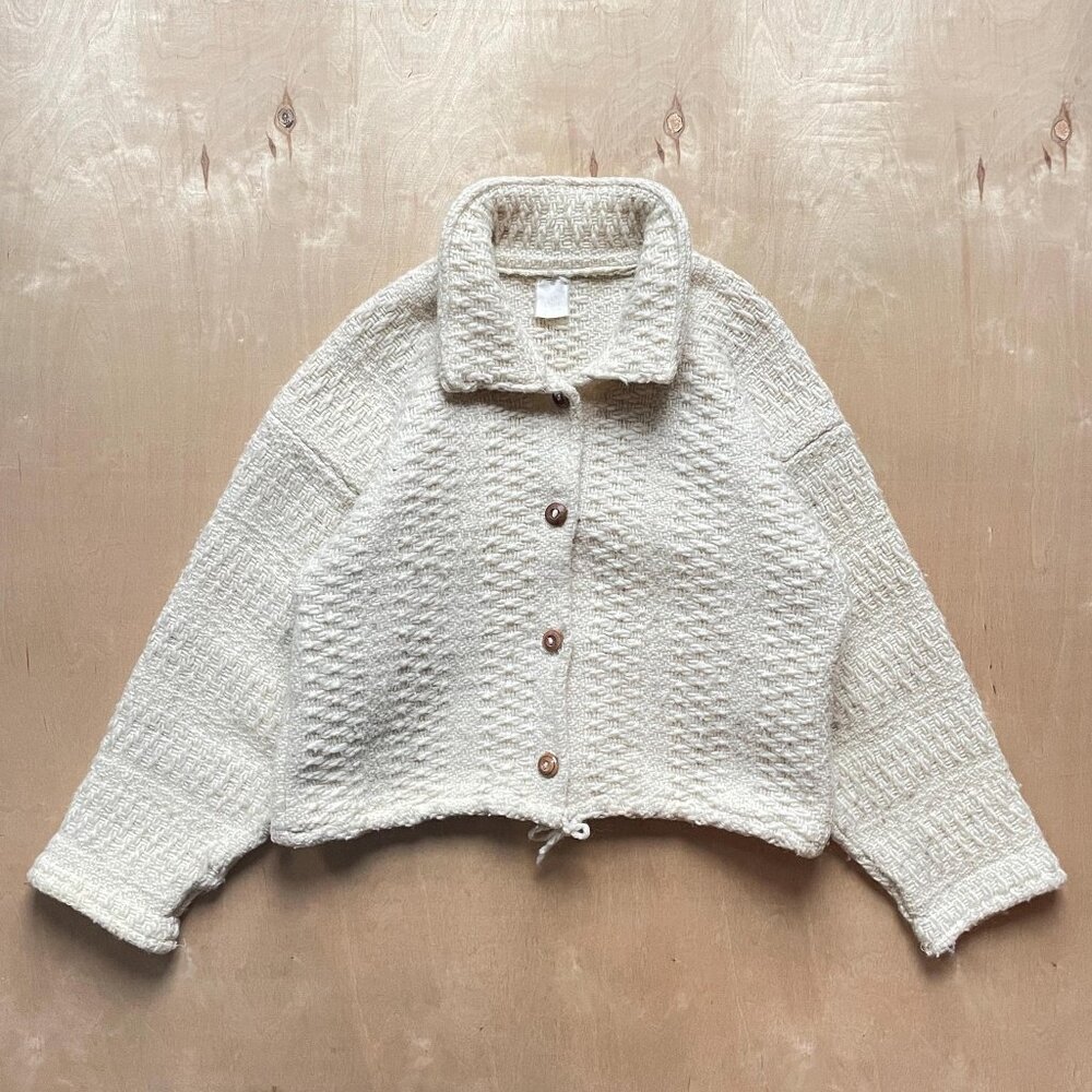 Vintage 90s Cream Wool Blend Button Up Cardigan Jacket / Size Women's Medium